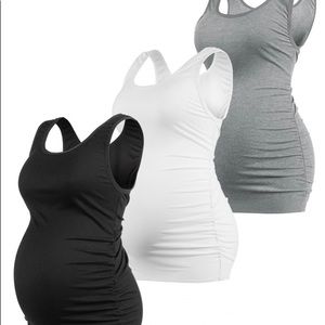 3 pack black, white, grey Hofish maternity tank tops, plus size medium